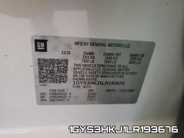 1GYS3HKJ1LR193676 фото 2