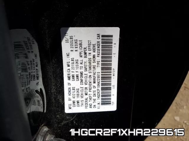 1HGCR2F1XHA229615 фото 2