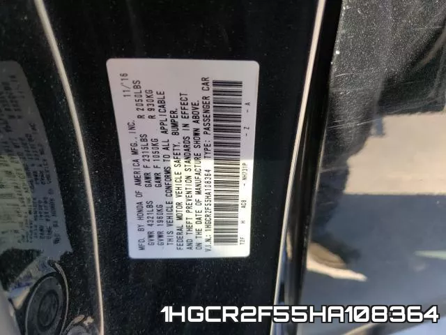 1HGCR2F55HA108364 фото 2