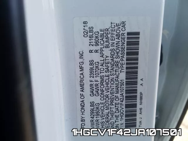 1HGCV1F42JA107501 фото 2