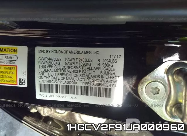 1HGCV2F91JA000960 фото 10
