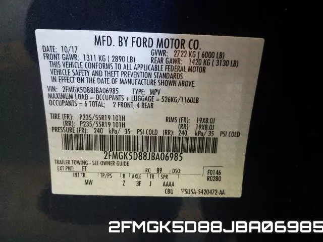 2FMGK5D88JBA06985 фото 2