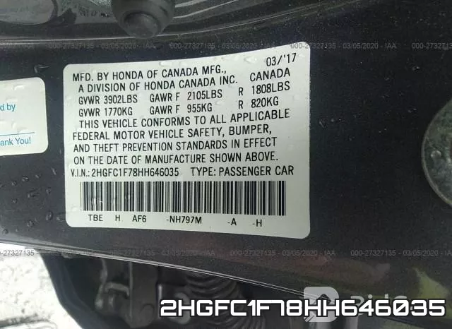 2HGFC1F78HH646035 фото 10