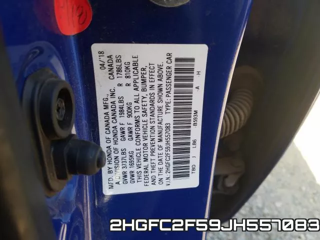 2HGFC2F59JH557083 фото 2