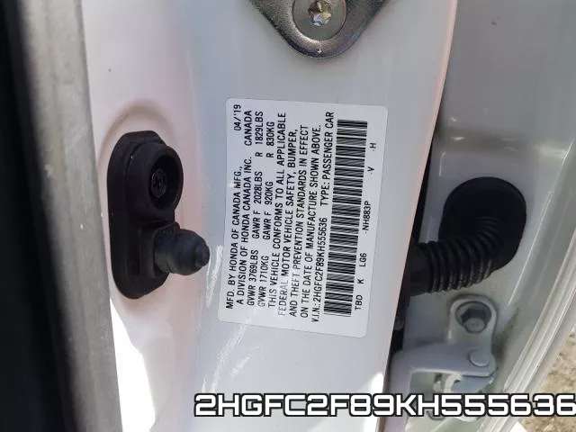2HGFC2F89KH555636 фото 2