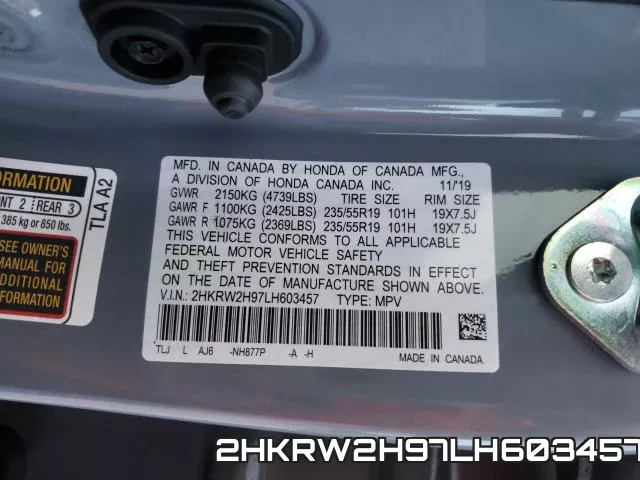 2HKRW2H97LH603457 фото 2
