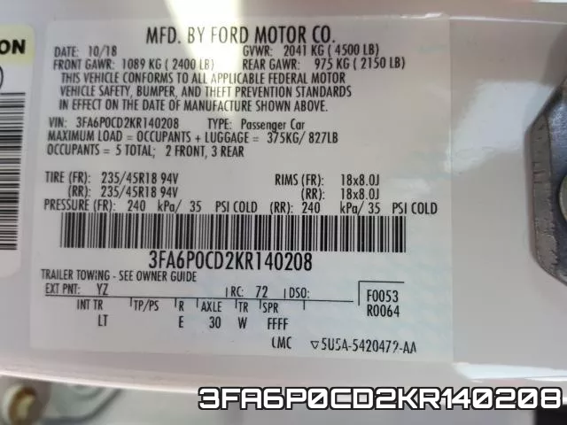 3FA6P0CD2KR140208 фото 2