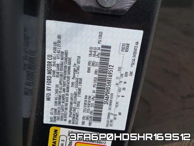 3FA6P0HD5HR169512 фото 2