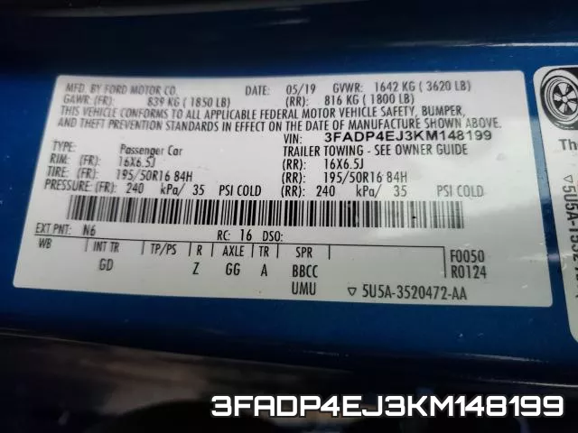 3FADP4EJ3KM148199 фото 2