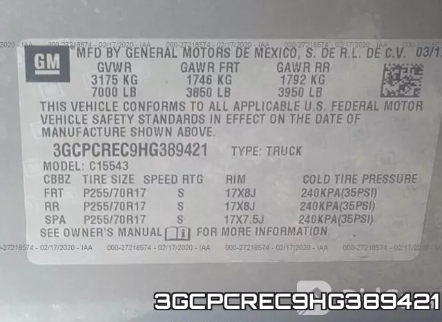 3GCPCREC9HG389421 фото 10