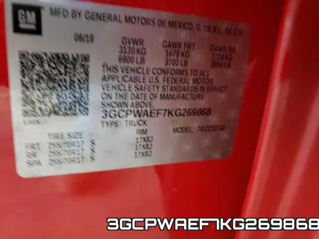 3GCPWAEF7KG269868 фото 2