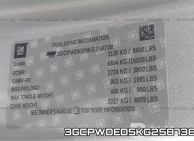 3GCPWDED5KG258738 фото 10