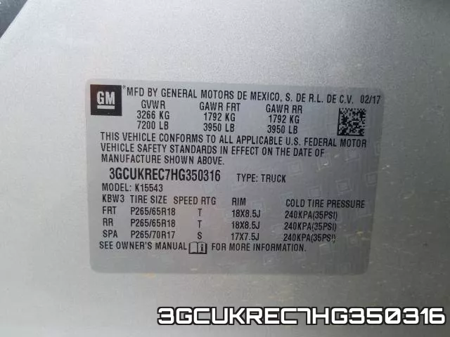 3GCUKREC7HG350316 фото 2