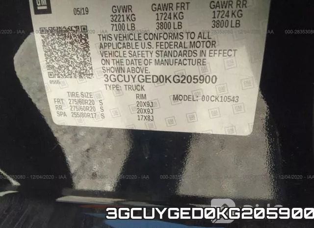 3GCUYGED0KG205900 фото 10
