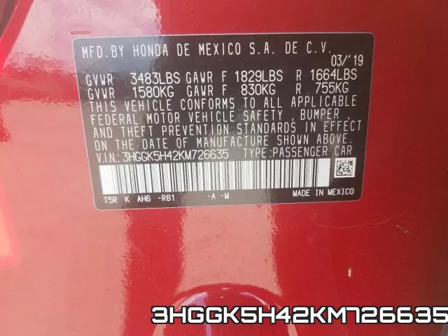 3HGGK5H42KM726635 фото 2