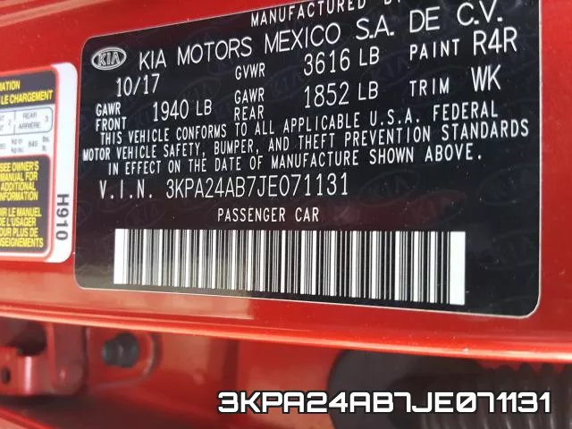 3KPA24AB7JE071131 фото 2