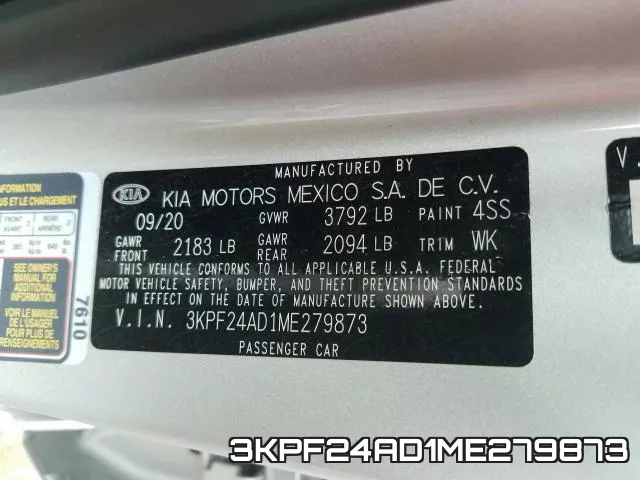 3KPF24AD1ME279873 фото 2