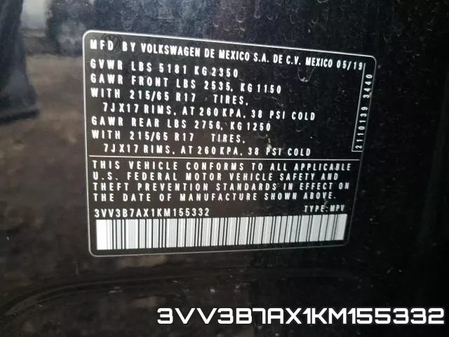3VV3B7AX1KM155332 фото 2