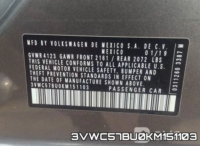 3VWC57BU0KM151103 фото 10