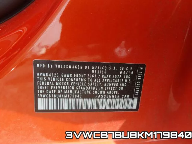 3VWCB7BU8KM179840 фото 2