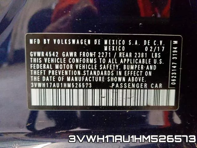 3VWH17AU1HM526573 фото 2