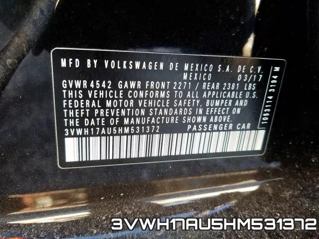 3VWH17AU5HM531372 фото 2