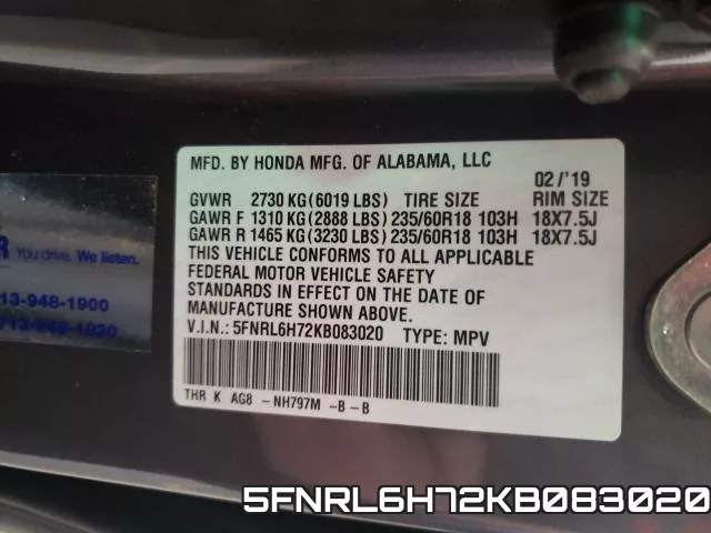 5FNRL6H72KB083020 фото 2