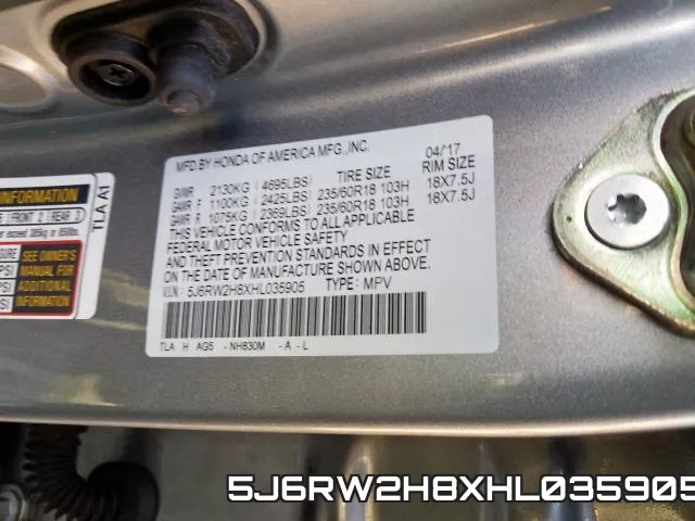 5J6RW2H8XHL035905 фото 2