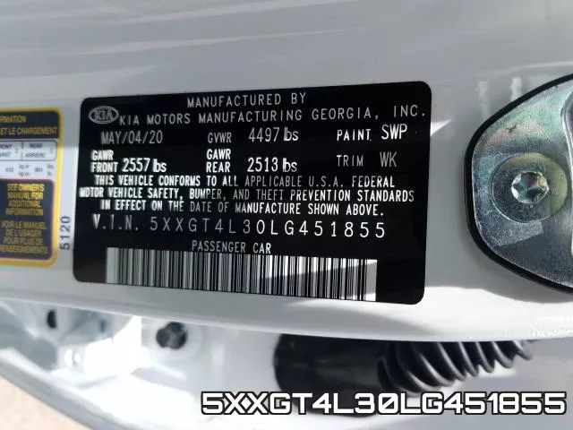 5XXGT4L30LG451855 фото 2