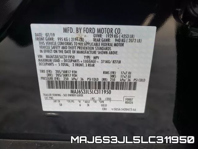 MAJ6S3JL5LC311950 фото 2