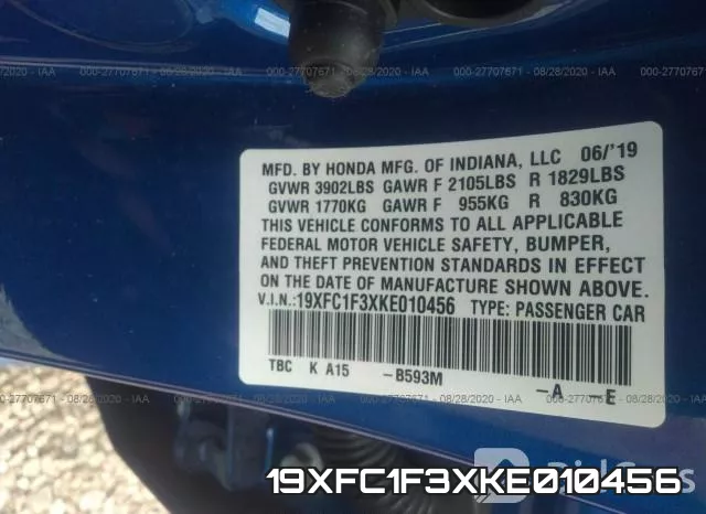 19XFC1F3XKE010456 фото 10