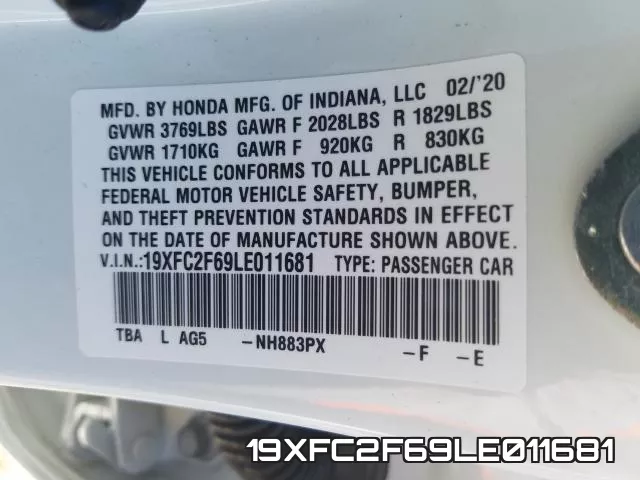 19XFC2F69LE011681 фото 2
