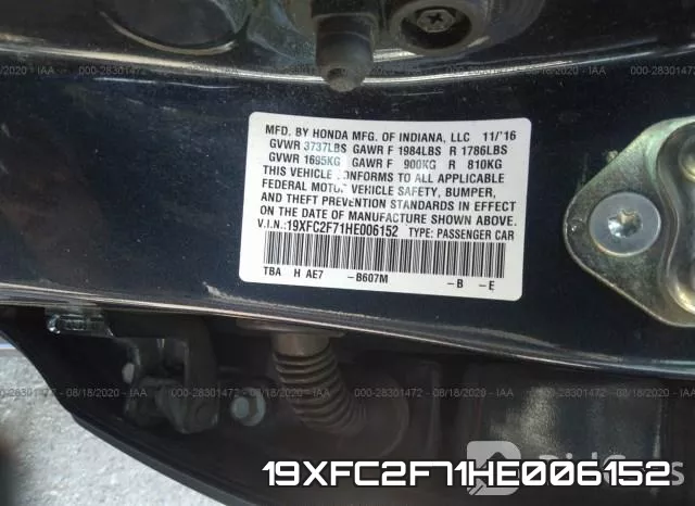 19XFC2F71HE006152 фото 10