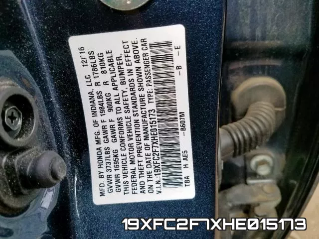 19XFC2F7XHE015173 фото 2
