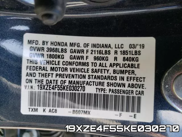 19XZE4F55KE030270 фото 2