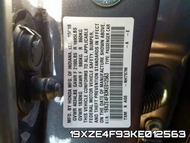 19XZE4F93KE012563 фото 2