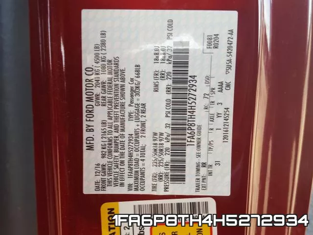 1FA6P8TH4H5272934 фото 2