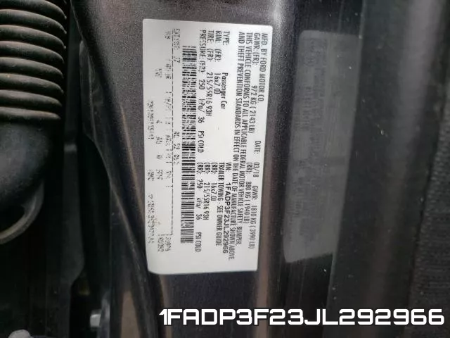 1FADP3F23JL292966 фото 2