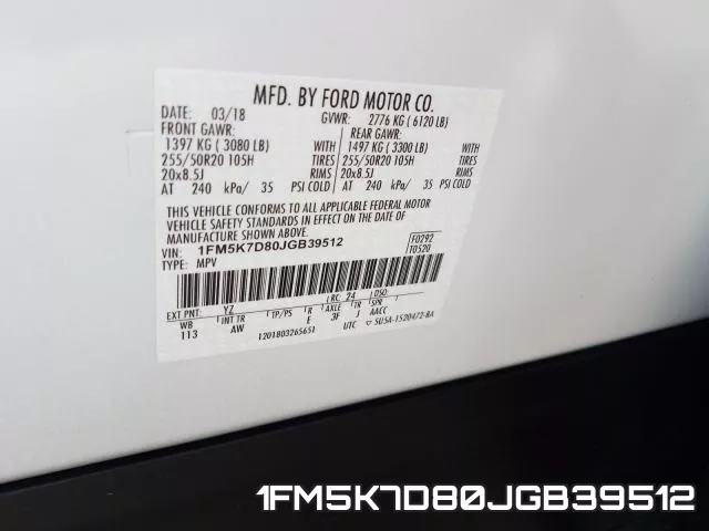 1FM5K7D80JGB39512 фото 2