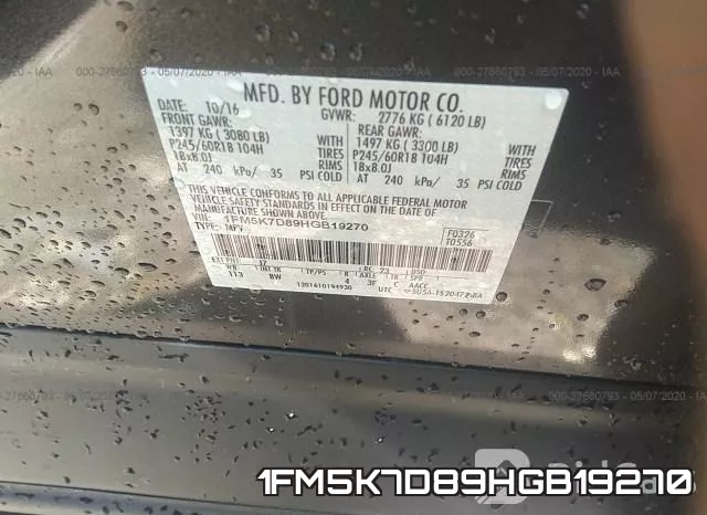 1FM5K7D89HGB19270 фото 10