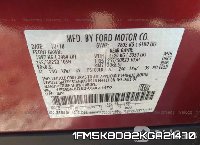 1FM5K8D82KGA21470 фото 10