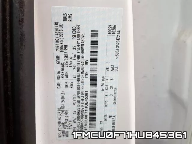 1FMCU0F71HUB45361 фото 2