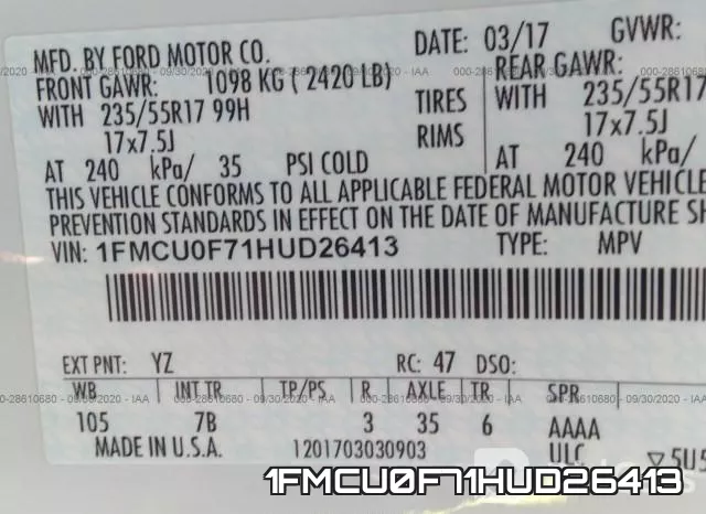 1FMCU0F71HUD26413 фото 10