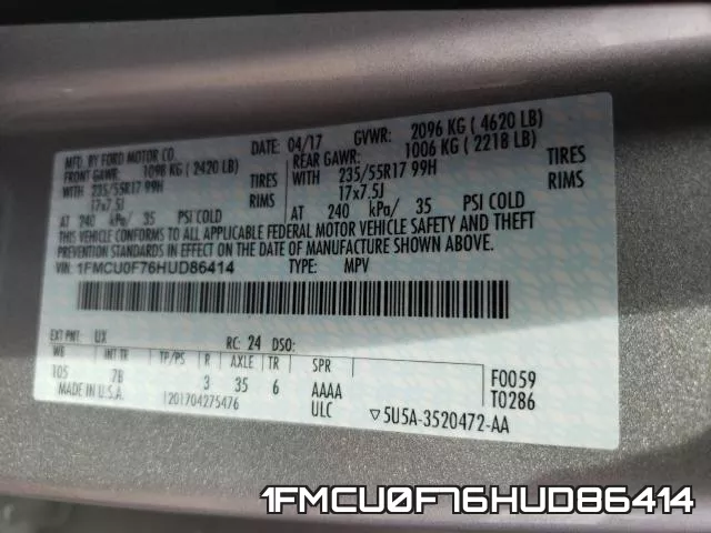 1FMCU0F76HUD86414 фото 2