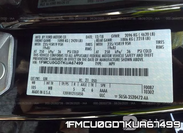 1FMCU0GD7KUA67499 фото 10