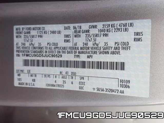 1FMCU9GD5JUC90529 фото 2