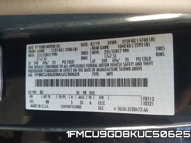 1FMCU9GD8KUC50625 фото 2