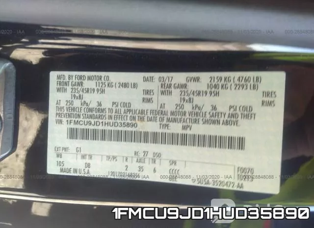 1FMCU9JD1HUD35890 фото 10