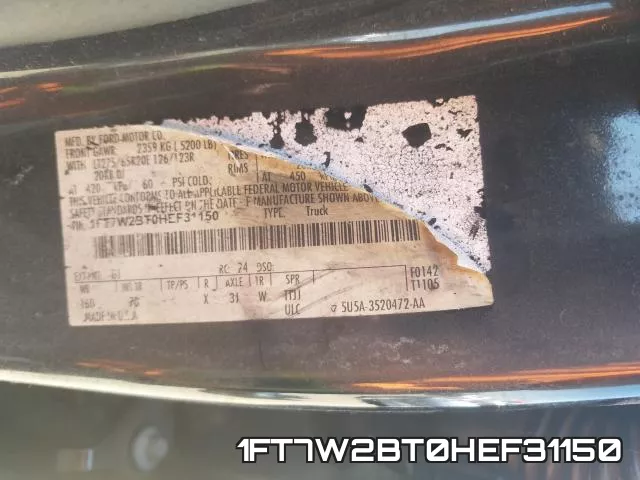 1FT7W2BT0HEF31150 фото 2