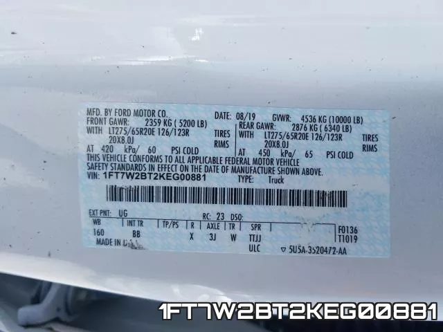 1FT7W2BT2KEG00881 фото 2